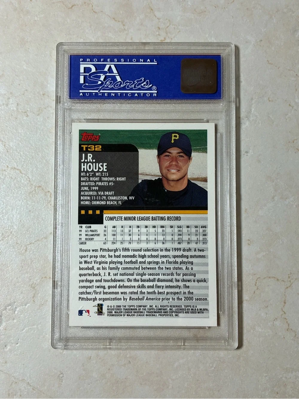 J.R. House 2000 Topps Traded Baseball Card #T32- PSA 9 -
